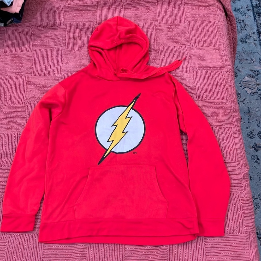 The Flash DC fleece hoodie sweater with Lightning Bolt